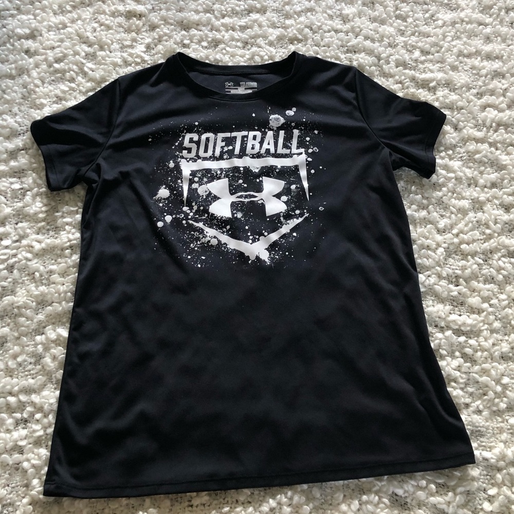 Black Under Armor shirt with a softball design
